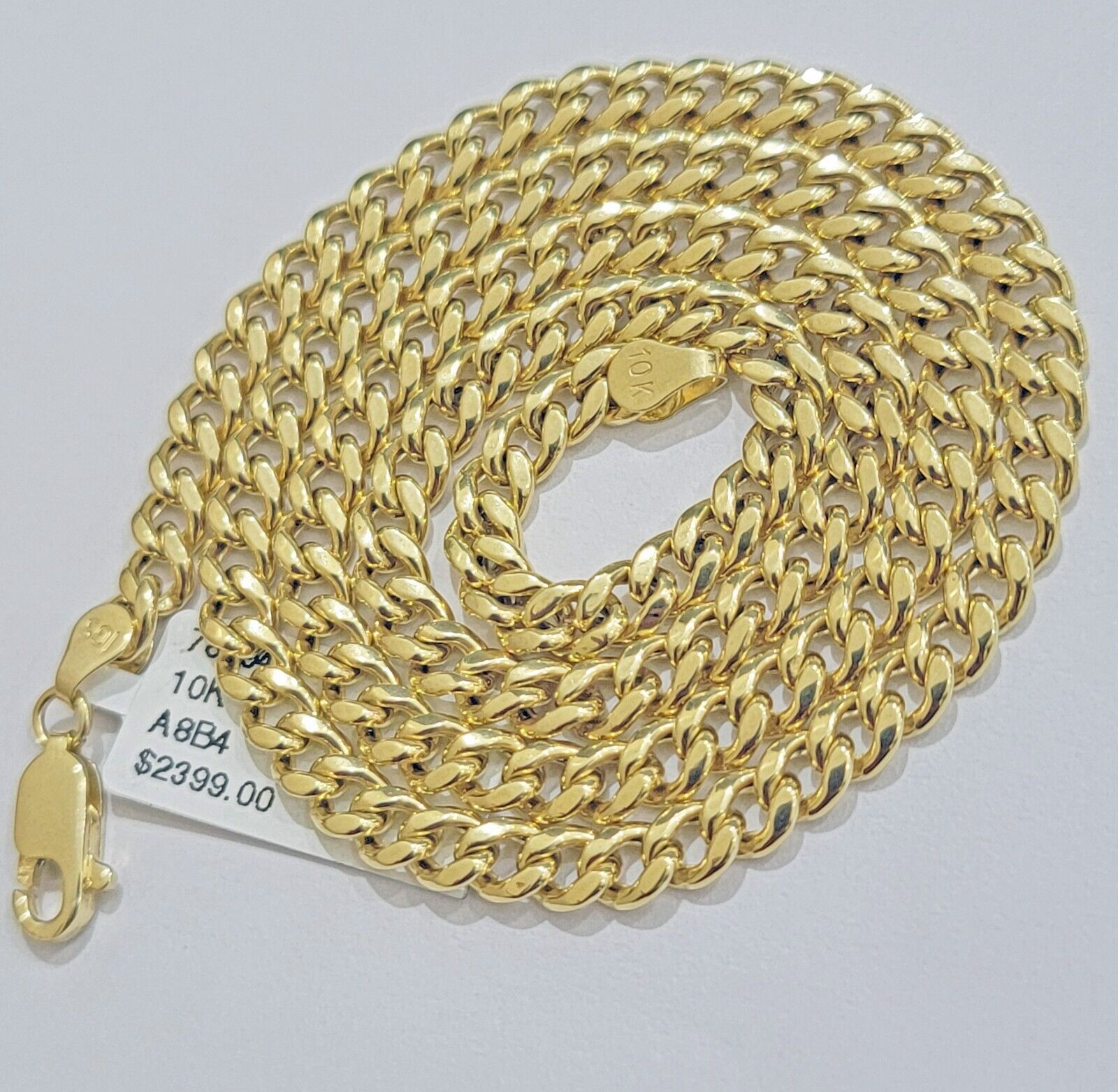 Real 10k Gold Chain Charm Set Cross Pendant Miami Cuban link Necklace 5mm 18 - 28" - GoldenlinQ